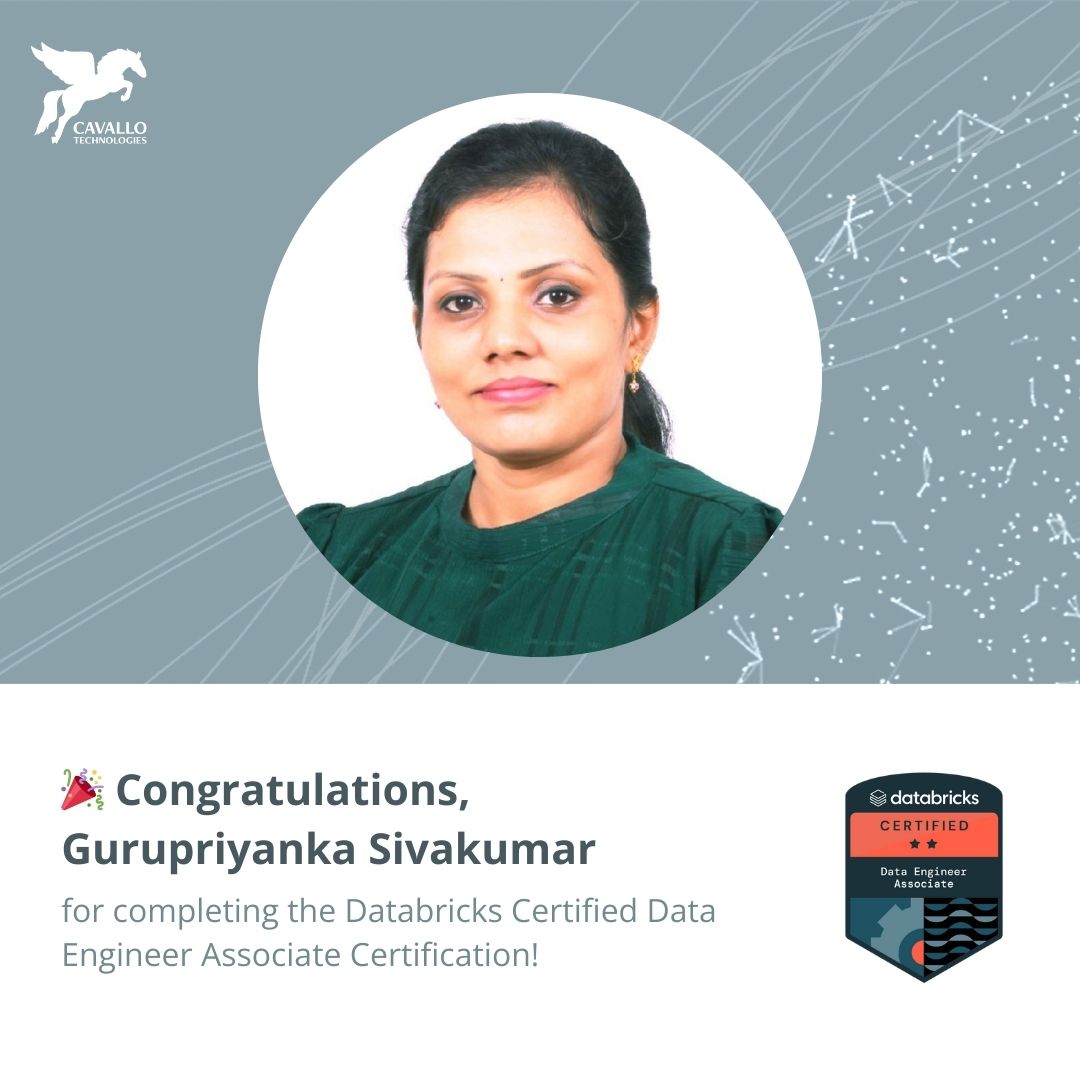 Gurupriyanka Sivakumar has achieved the Databricks Data Engineer Associate Certification