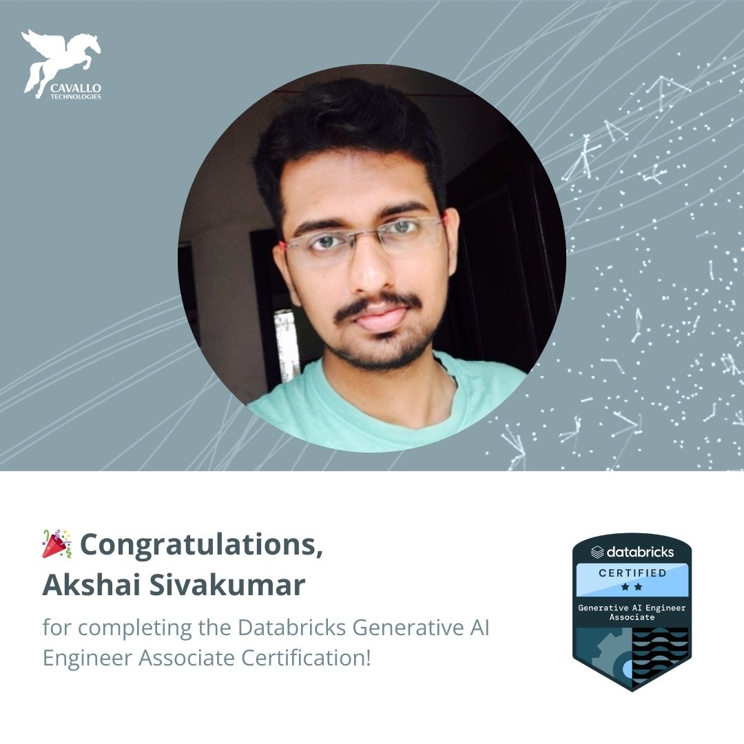 Akshai Srinivasan has earned the Databricks Generative AI Engineer Associate Certification