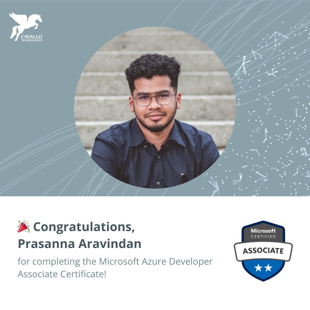 Prasanna Aravindan has achieved the Microsoft Azure Developer Associate Certificate