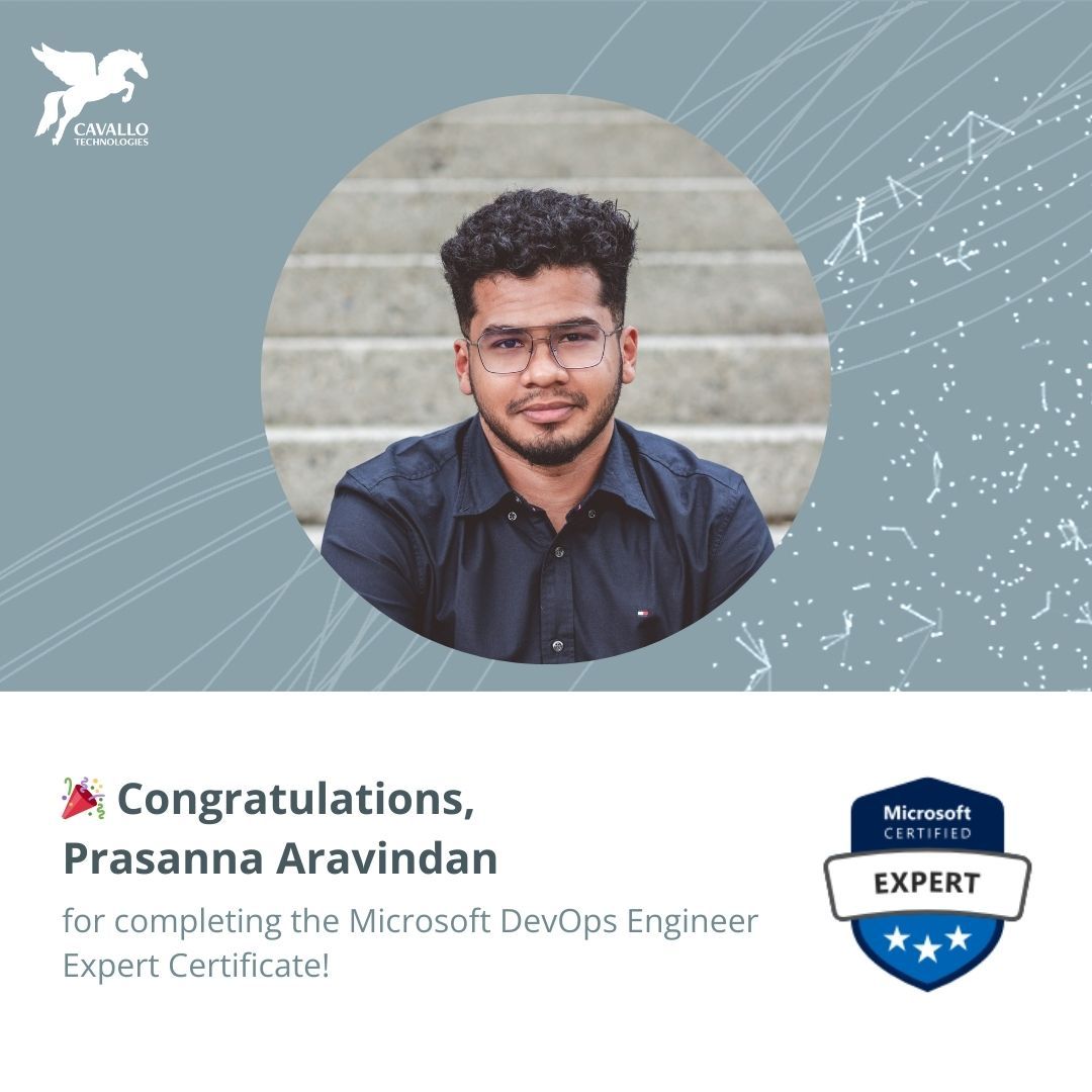 Prasanna Aravindan is now a certified Microsoft DevOps Engineer Expert