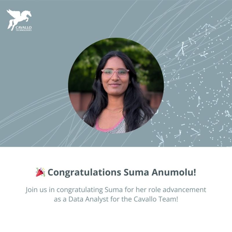 Suma Anumolu is now a full-time Data Analyst