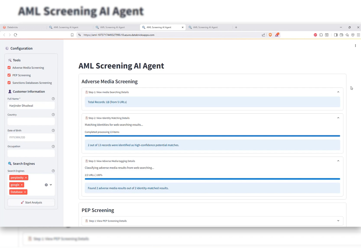 Financial Crimes (AML) Screening Agent