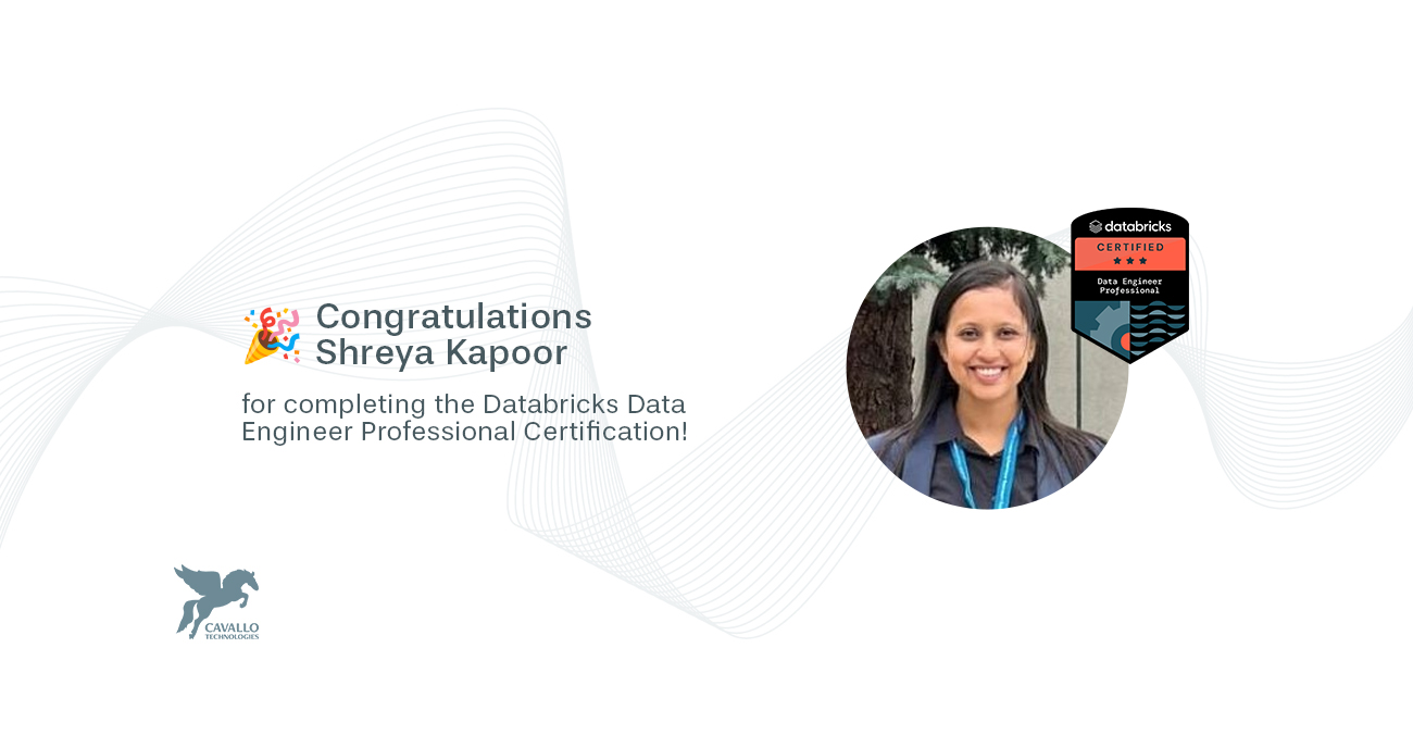 Shreya Kapoor has earned the Databricks Data Engineer Professional Certification